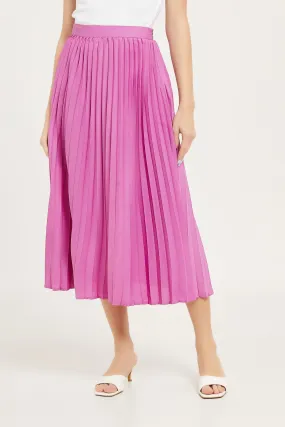 Women Purple Satin Pleated Skirt