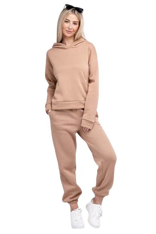 Women's Drop Shoulder Hoodie and Sweatpants Set