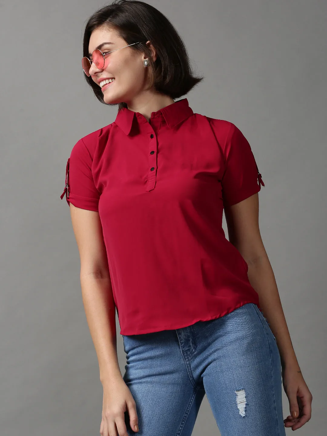 Women's Mauve Solid Top