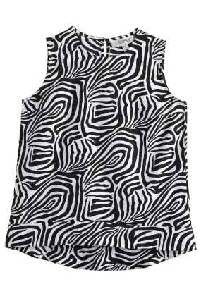 Women's St. Tropez Swing Tank Top | Black/White Mara Abstract Print