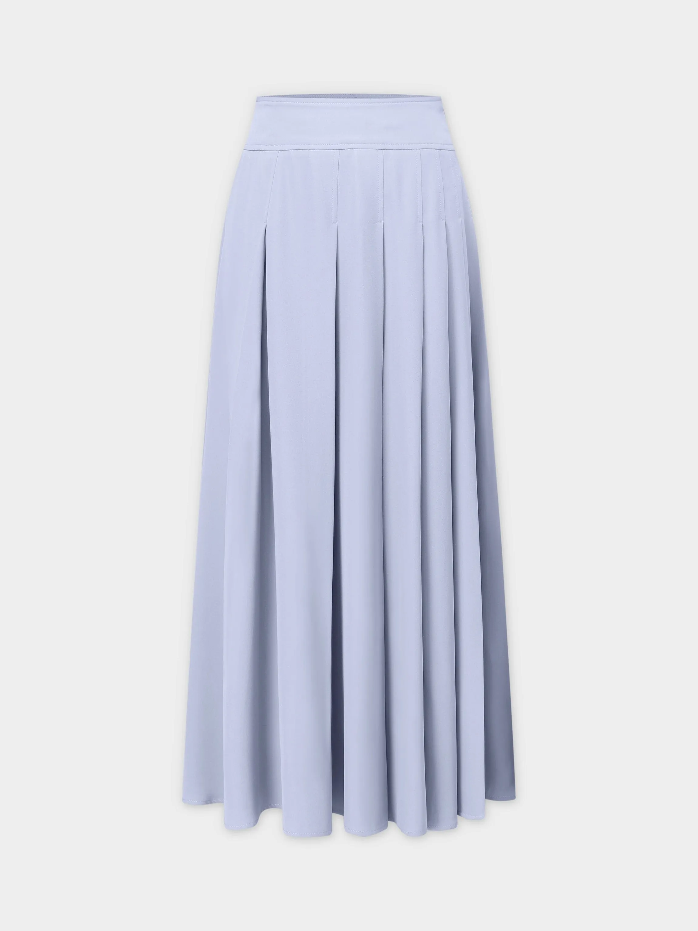 Yolk Pleated Skirt 37"-Grey Blue